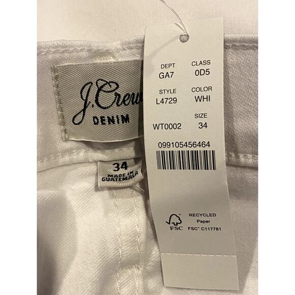 J.Crew 10" Vintage Straight Button Fly Cotton Jeans Stretch Pockets 34 White - Picture 6 of 13